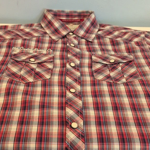 Scotch & Soda Men's Medium Western Long Sleeve Snap Button Down Plaid Shirt - Picture 7 of 16